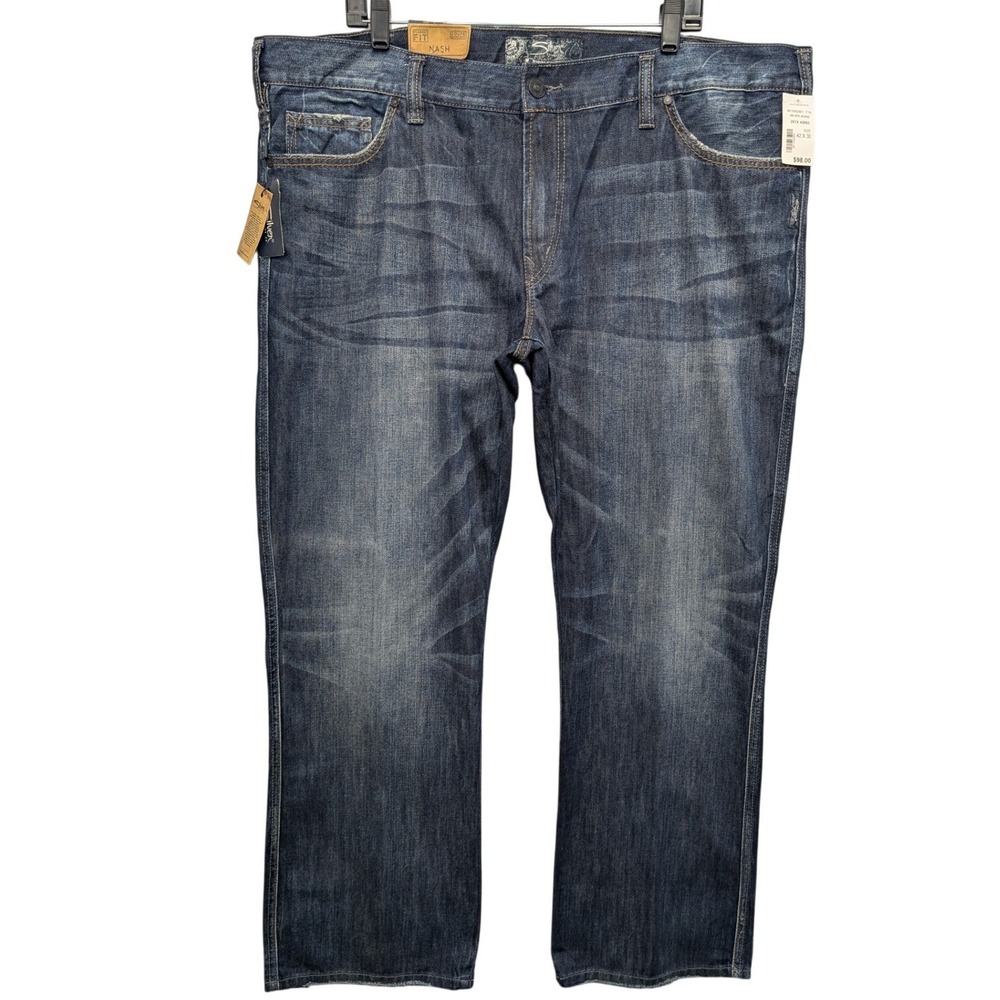 NWT‎ Silver Jeans Nash Jeans Mens 42x30 Blue Classic Fit Straight Leg M13082901